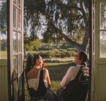 Man making frequent eye contact with woman