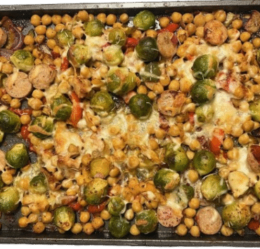 sheet-pan-chicken-sausage-veggie-bowl-turmeric-infused-brown-rice