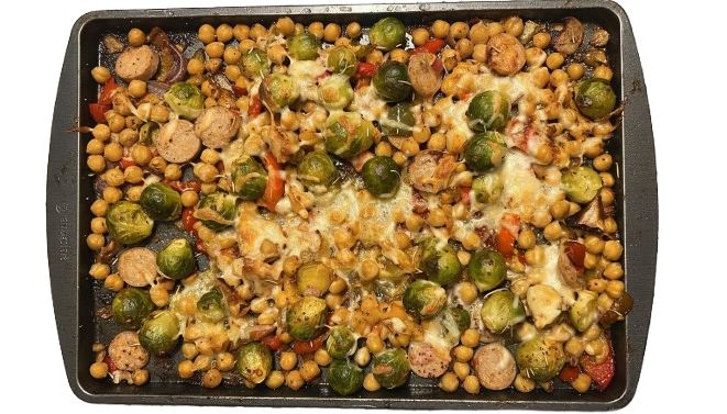 sheet-pan-chicken-sausage-veggie-bowl-turmeric-infused-brown-rice