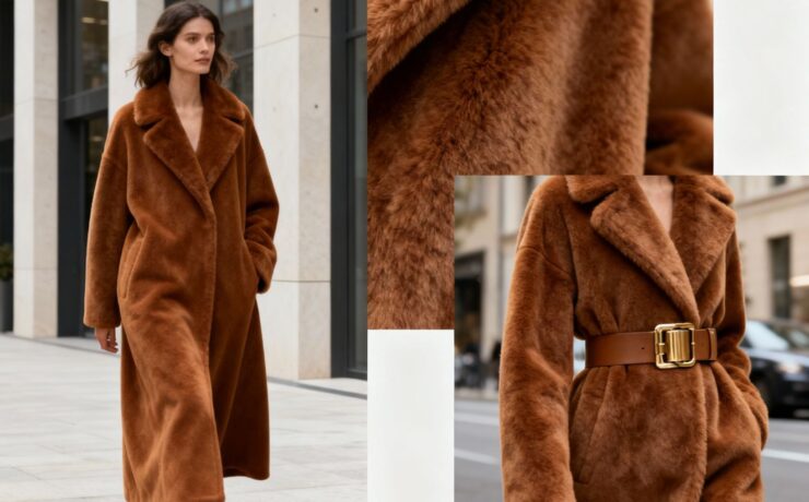 Winter 2025 fashion trends — cozy textures, metallic accents, and warm brown hues
